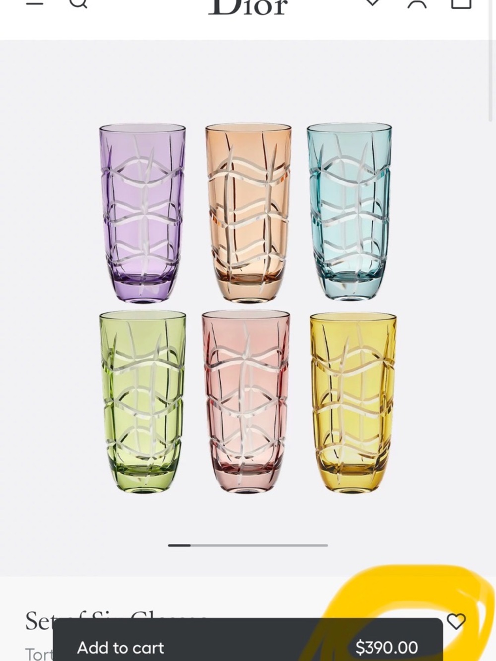 Dior Six-Piece Multicolor Cut Crystal Highball Glasses - Picture 4 of 4